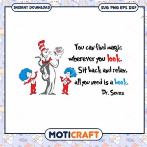 Magic of Reading Quote Dr Seuss Art PNG Download