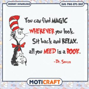 Magic Book Quote Art Dr Seuss Cat in the Hat PNG