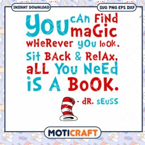 Magic of Reading Inspirational Quote PNG Design