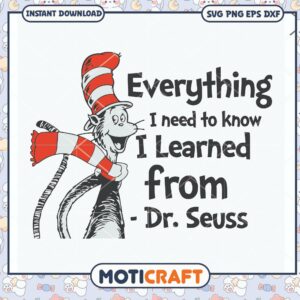 Learned from Dr Seuss Cat in the Hat PNG Downloadable Art