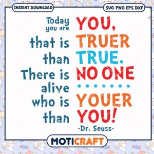 Inspirational Dr Seuss Quote You Are Unique PNG Design