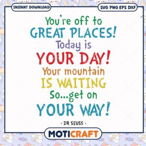 Inspirational Dr Seuss Quote PNG for Positive Vibes