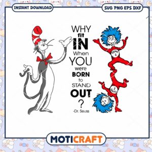 Inspirational Dr Seuss Quote Cat in Hat PNG Download