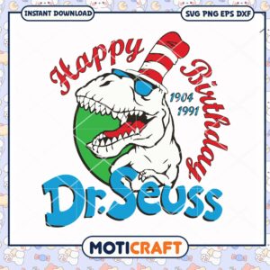 Happy Birthday Dr Seuss Dinosaur PNG Design Download