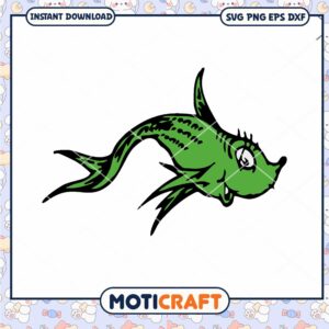 Green Cartoon Fish PNG Instant Download for Crafting