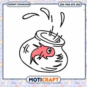 Goldfish in a Bowl Cute Illustration PNG Downloadable Art