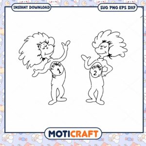 Funny Thing 1 and Thing 2 Character PNG Downloadable Art