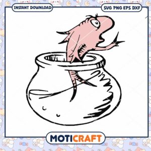 Funny Fish in a Bowl Cartoon PNG Instant Download Art