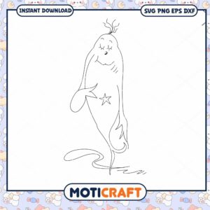 Funny Cute Manatee Outline PNG Instant Download Art