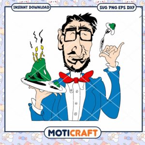 Funny Chef Character with Cake PNG Instant Download Art