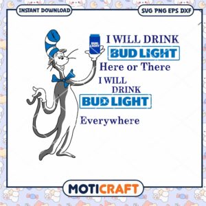 Funny Cat Drink Bud Light PNG Downloadable Artwork