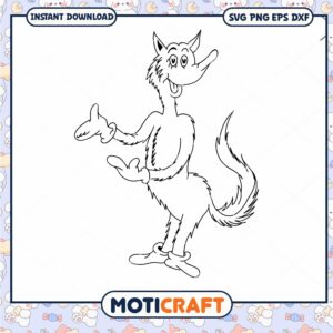 Funny Cartoon Wolf Character Outline for Kids Coloring PNG