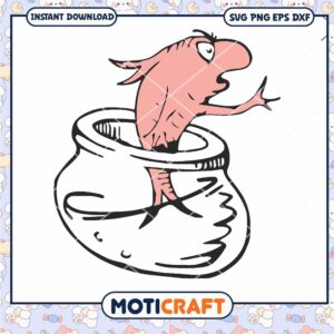 Funny Cartoon Fish in Bowl PNG Instant Download Art