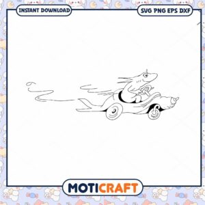 Funny Cartoon Fish Driving Race Car PNG Downloadable Art
