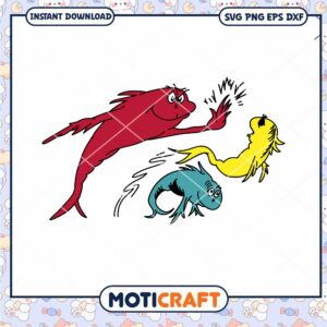 Funny Cartoon Fish Characters Instant Download PNG