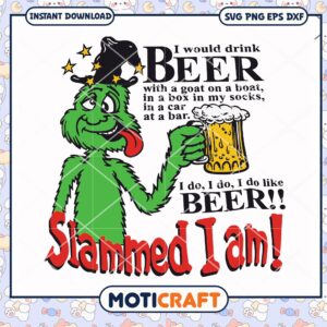 Funny Beer Themed PNG with Goat and Green Monster Design