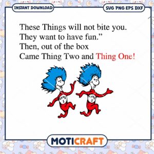 Fun Thing One and Thing Two Instant Download PNG Art
