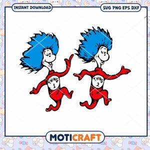 Fun Thing 1 and Thing 2 PNG Instant Download Design