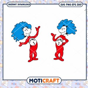 Fun Thing 1 and Thing 2 Cute Characters PNG Download
