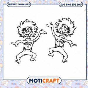 Fun Thing 1 and Thing 2 Dancing Character PNG Download