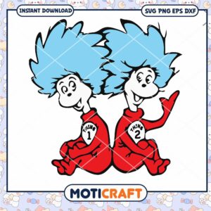 Fun Thing 1 and Thing 2 Cartoon PNG Instant Download