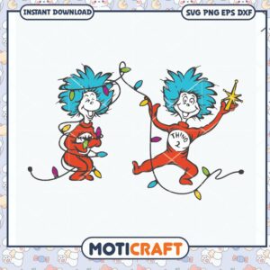 Fun Holiday Designs of Thing 1 and Thing 2 PNG Art