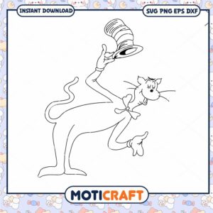 Fun Cat Character Outline PNG for Crafts and Coloring
