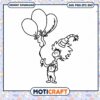 Fun Cartoon Character with Balloons and Party Hat PNG 1 Fun Cartoon Character with Balloons and Party Hat PNG