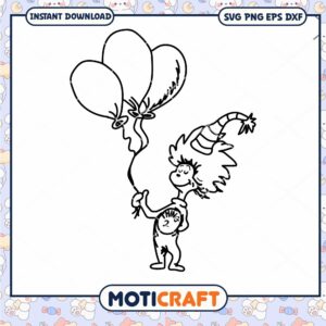 Fun Cartoon Character with Balloons and Party Hat PNG