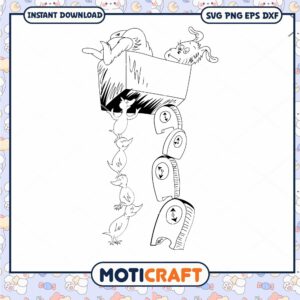 Fun Cartoon Animals in a Box Instant Download PNG Art