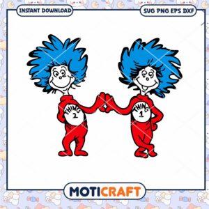 Dr Seuss Thing 1 and Thing 2 PNG Instant Download Art