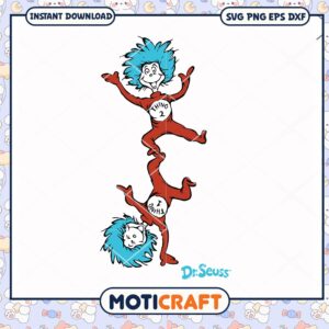 Dr Seuss Thing 1 and Thing 2 Fun Printable PNG Design