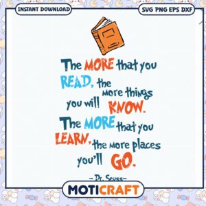 Dr Seuss Reading Quote Wall Art Instant Download PNG