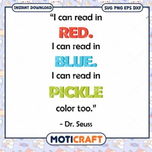 Dr Seuss Reading Quote Colorful Design PNG Download