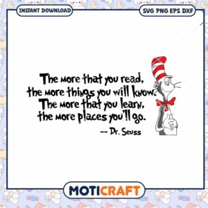 Dr Seuss Quote Read Learn Grow PNG Instant Download