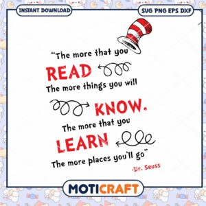 Dr Seuss Quote Read Know Learn Digital Download Art PNG