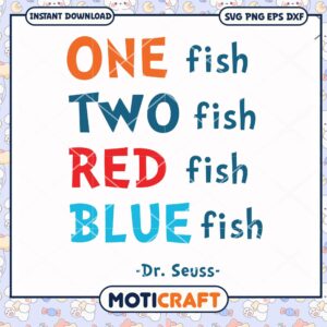 Dr Seuss One Fish Two Fish Printable Wall Art PNG