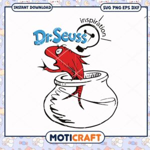 Dr Seuss Inspired Red Fish in Fishbowl PNG Design