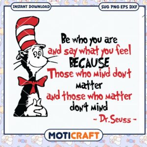 Dr Seuss Inspirational Quote Cat in the Hat PNG Download