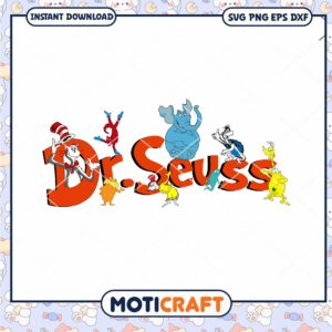 Dr Seuss Characters Colorful PNG Instant Download Art