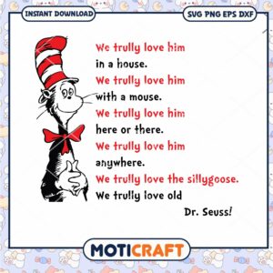 Dr Seuss Cat in the Hat Love Quote PNG Instant Download