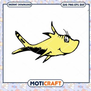 Cute Yellow Cartoon Fish PNG Instant Download Design