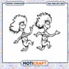 Cute Thing 1 and Thing 2 Cartoon PNG Instant Download