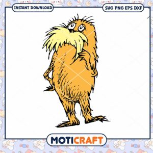 Cute Lorax Character PNG for Instant Download Design