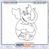 Cute Elephant PNG Coloring Page for Kids Download