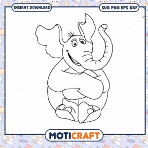 Cute Elephant PNG Coloring Page for Kids Download