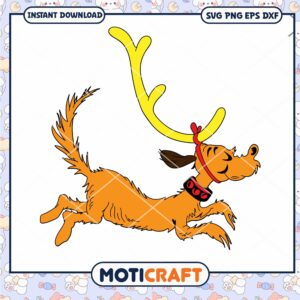 Cute Dog with Antlers PNG Instant Download Design