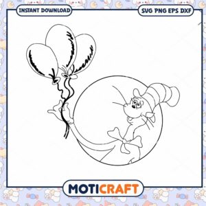 Cute Cat with Balloons Coloring Page PNG Download