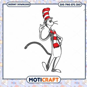 Cute Cat in Hat SVG PNG Instant Download for Crafts