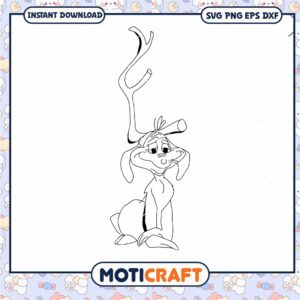 Cute Cartoon Bunny with Antlers PNG Downloadable File